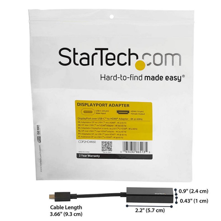 Startech Adaptador USB-C a HDMI 4K Negro