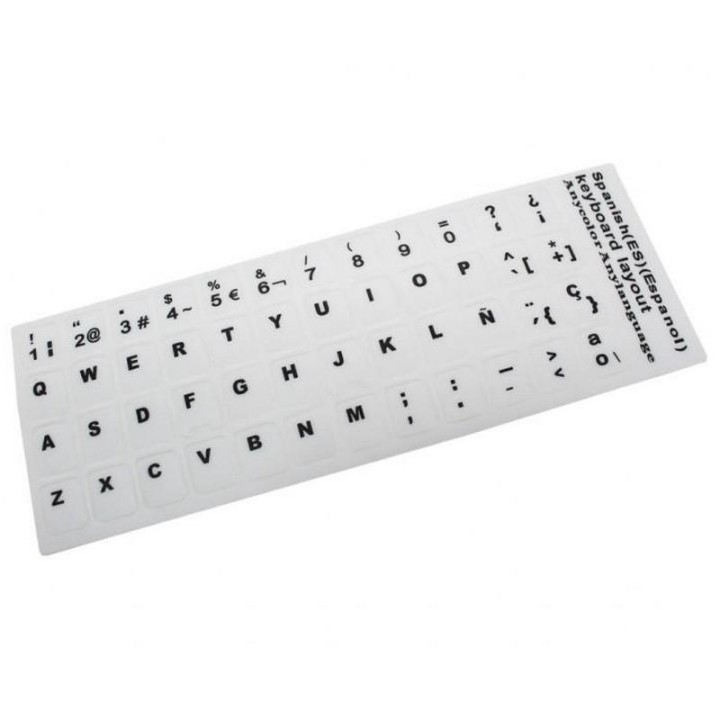 Etiquetas Adhesivas Blancas para Convertir Teclado en Idioma Castellano