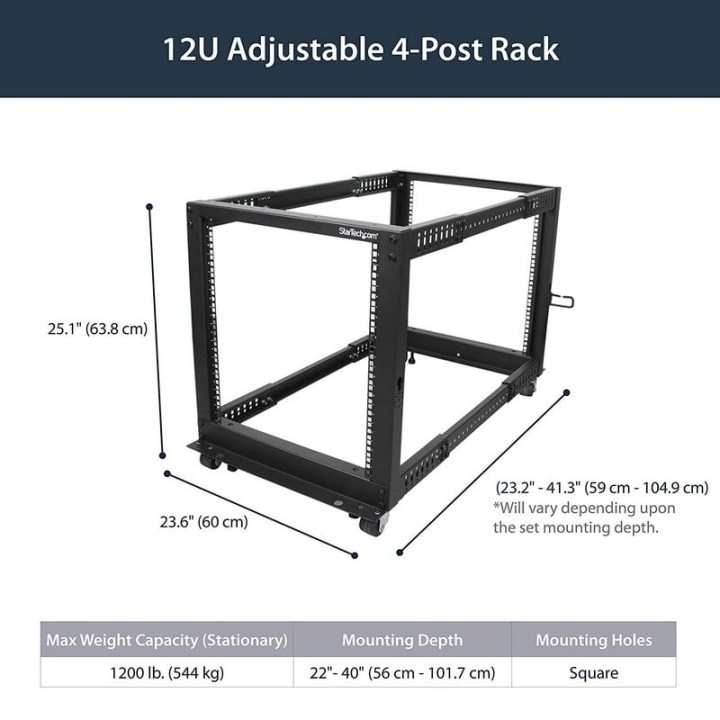 Startech Rack de Marco Abierto con Profundidad Ajustable