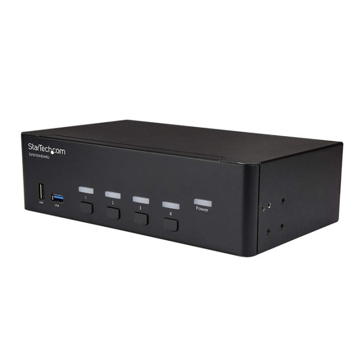 Startech Switch Conmutador KVM de 4 Puertos HDMI 4K de 30Hz de Pantalla Doble