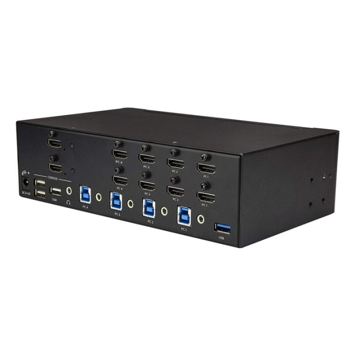 Startech Switch Conmutador KVM de 4 Puertos HDMI 4K de 30Hz de Pantalla Doble
