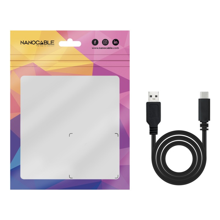 Nanocable USB-A/M a USB-C/M 1m Negro (10.01.2101)