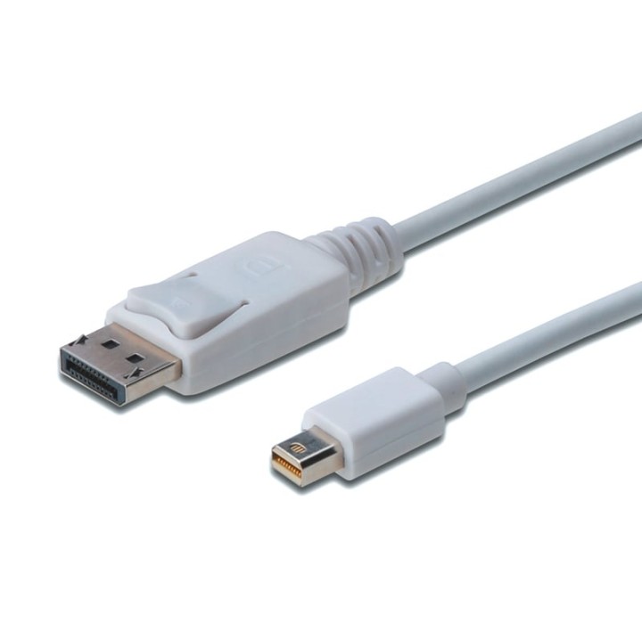 Digitus Cable de Conexión Mini DP-Displayport 2m con Bloqueo Blanco