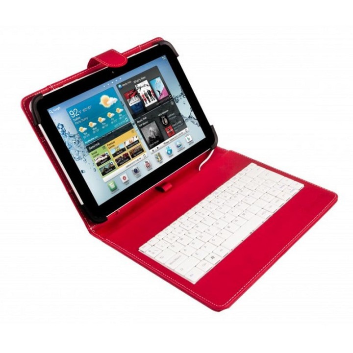 SilverHT Funda Universal con Teclado MicroUSB Roja/Blanca para Tablets de 9" - 10.1"