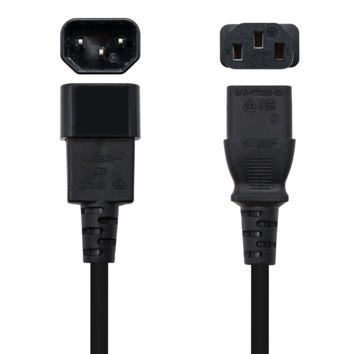 Nanocable Cable de Alimentación CPU C13 Hembra/C14 Macho 3m Negro