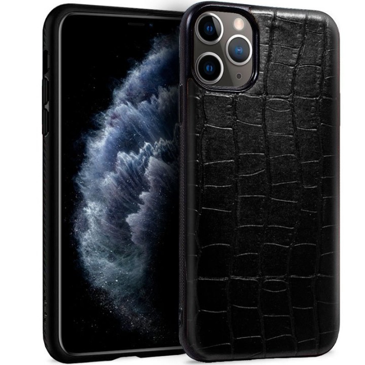 Cool Carcasa Leather Crocodile Negra para iPhone 11 Pro