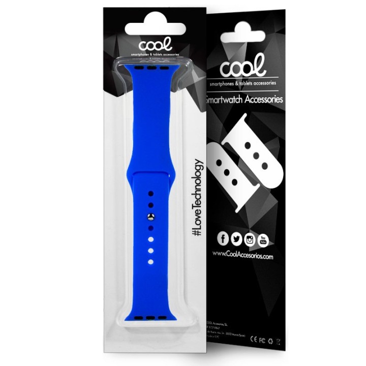 Cool Correa Goma Azul para Apple Watch 38/40 mm Series 1/2/3/4/5