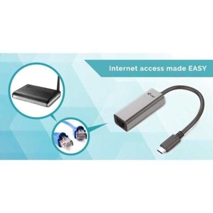 Adaptador USB-C a Ethernet Gigabit I-Tec Realtek RTL8153 Gris
