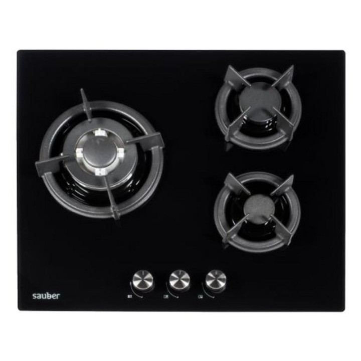 Sauber SECGB06 Placa de Gas Natural 3 Zonas Negro