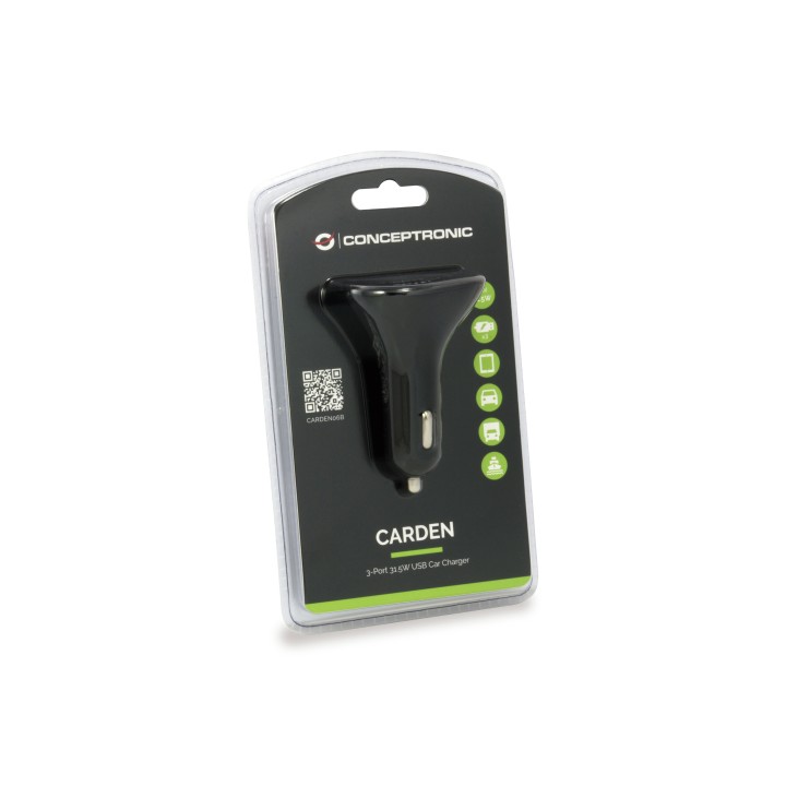 Cargador Coche CONCEPTRONIC 3Usb-A 31.5W(CARDEN06B)
