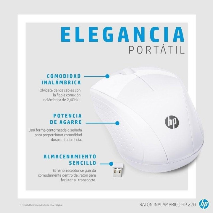 HP 220 Ratón Inalámbrico 1300 DPI Blanco