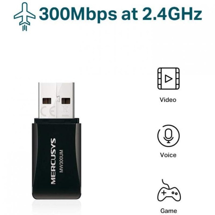 Mercusys MW300UM Mini Adaptador USB Inalámbrico N300