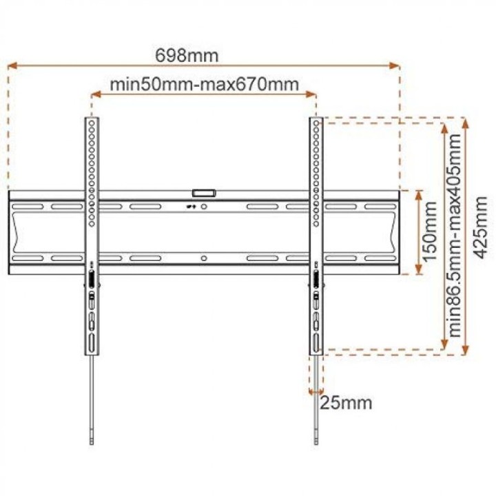 Metronic 451043 Soporte Televisión Fijo Slim 55"/70" Vesa 600x400 Máx 45Kg