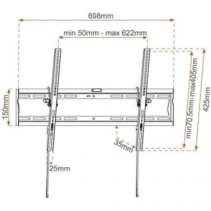 Metronic 451067 Soporte Televisión Inclinable 55"/70" Vesa 600x400 Máx 45Kg