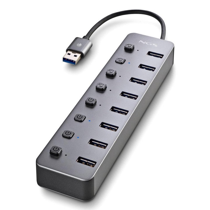 Hub NGS USB-A 2.0 a 8xUSB-A 3.0 Gris (IHUB8)
