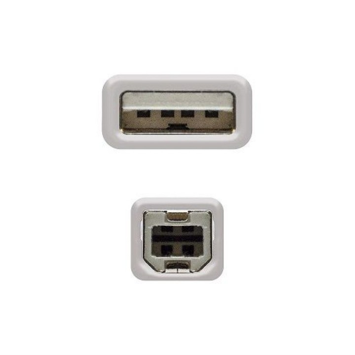 Nanocable Cable Impresora USB 2.0 Tipo A/B Macho/Macho 1m Beige