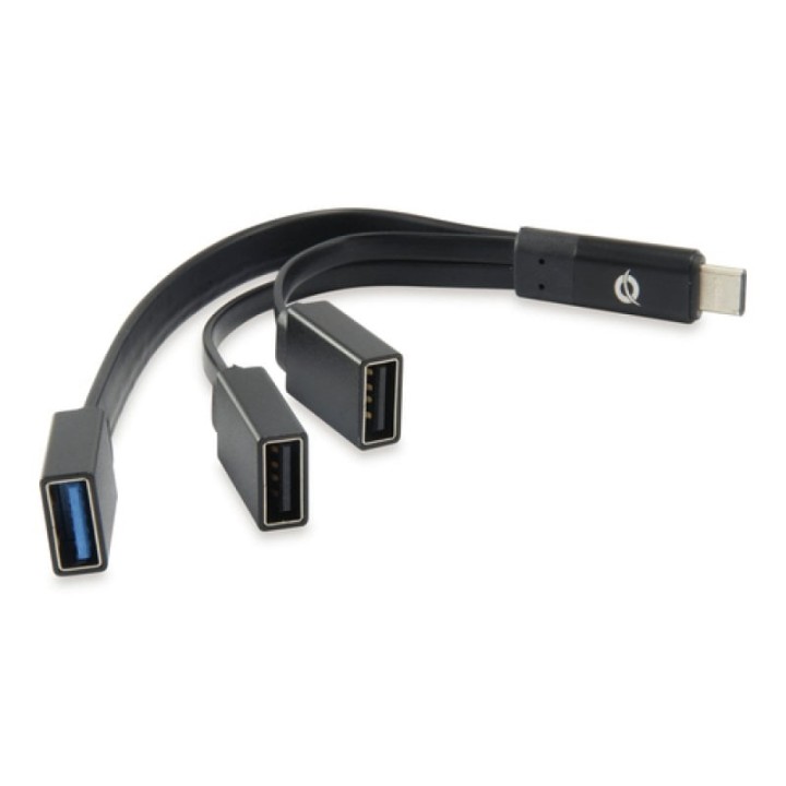 Conceptronic Hub USB-C a USB 3.0 + 2 USB OTG Negro