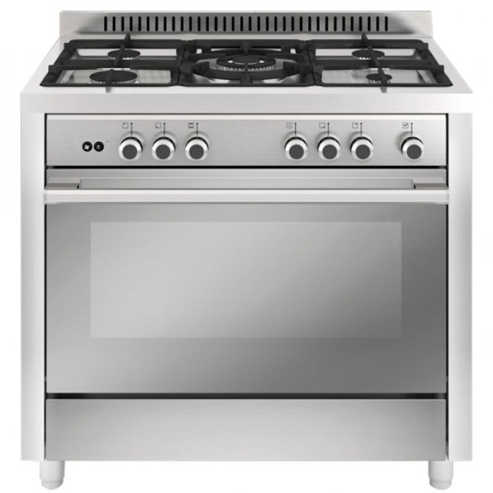 Vitrokitchen MX96IB Cocina de Gas Butano 5 Zonas + Horno Inox