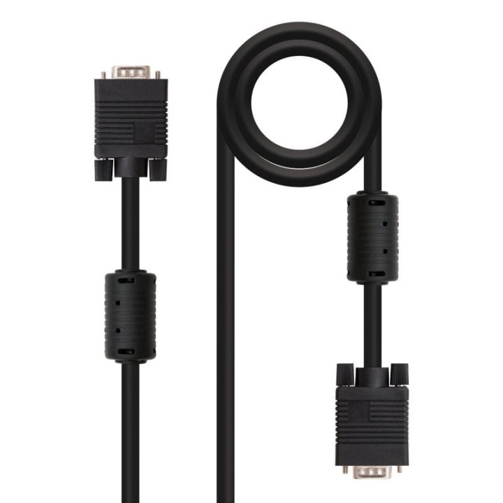 Nanocable Cable SVGA con Ferrita HPDB15 Macho/Macho 15m Negro