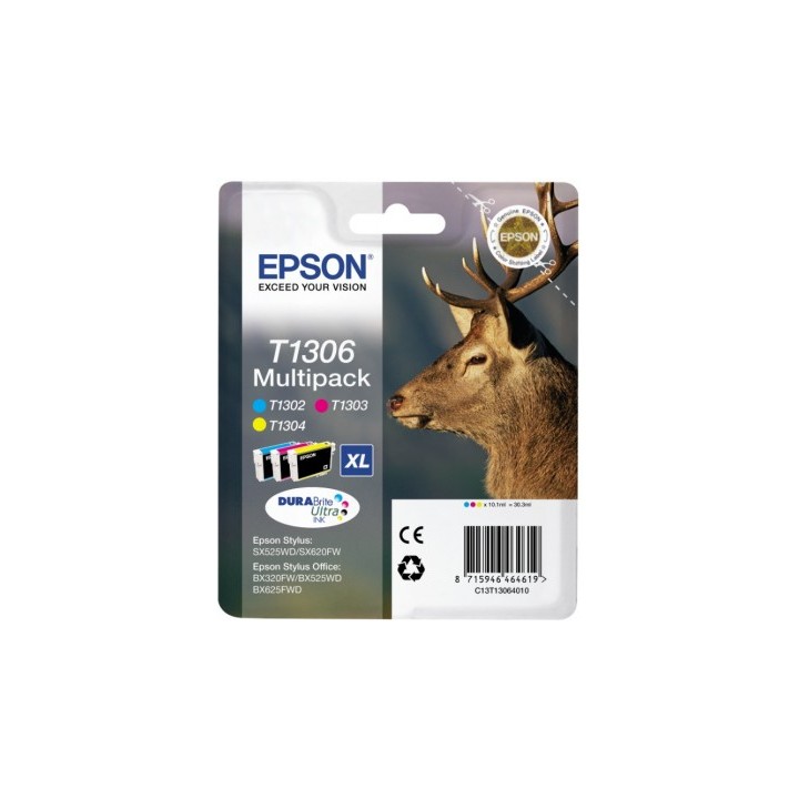 Tinta Epson T1306 Pack Tricolor 10.1ml (C13T13064012)