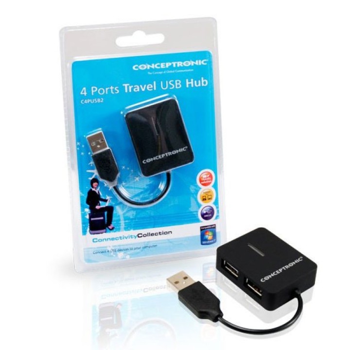 Conceptronic Mini Travel Hub 4 Puertos USB 2.0