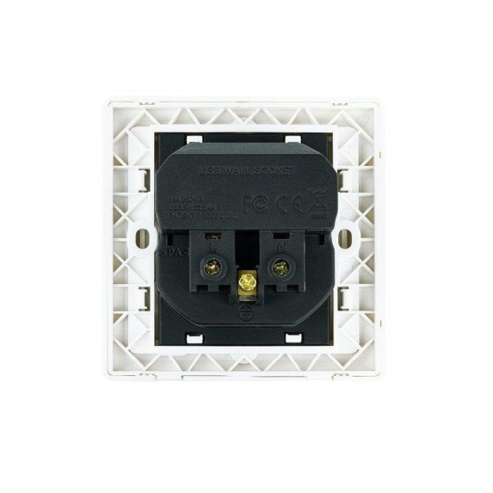 Nanocable Roseta Base de Enchufe de Pared Empotrable Tipo schuko con 2 Tomas USB 2.4A Blanca