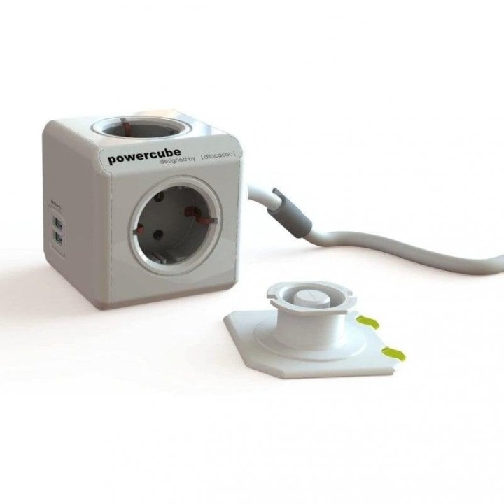 PowerCube Extended USB 4 Tomas + 2 USB 3m Gris