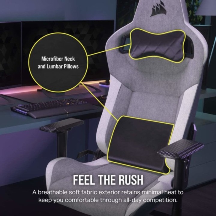 Corsair T3 Rush Silla Gaming Blanca/Gris