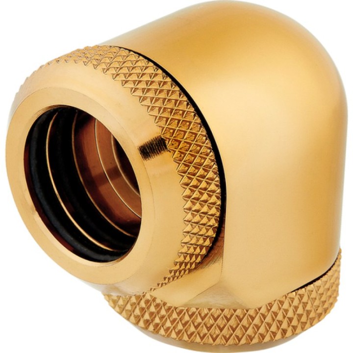 Corsair Racro 14 mm de 90° Hydro X Series XF Rígido Pack de 2 Unidades Dorado
