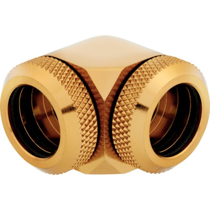 Corsair Racro 14 mm de 90° Hydro X Series XF Rígido Pack de 2 Unidades Dorado