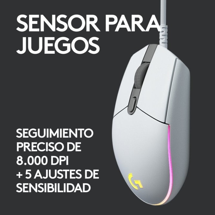 Logitech G203 Lightsync 2nd Gen Ratón Gaming 8000DPI RGB Blanco