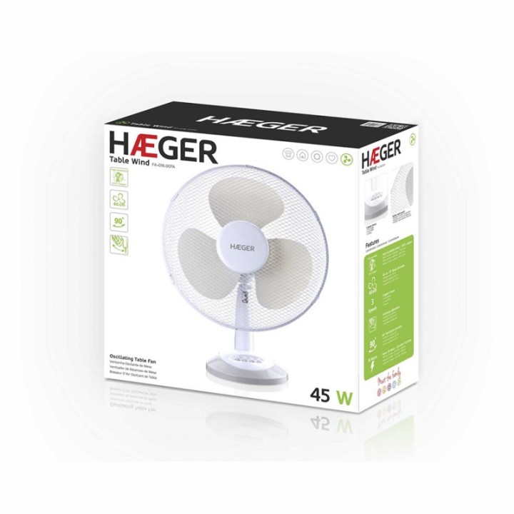 Haeger Table Wind Ventilador de Sobremesa 45W