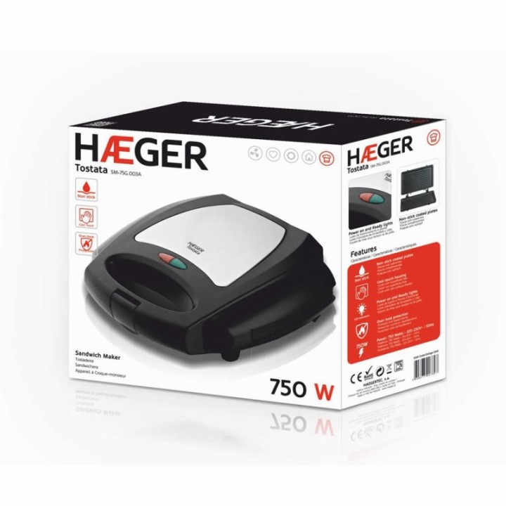 Haeger Tostata Sandwichera con Grill 750W