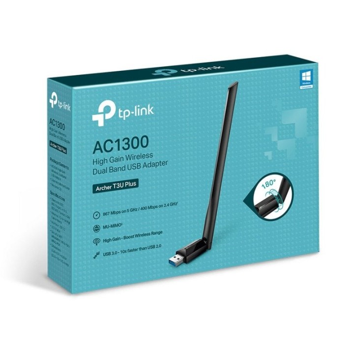 TP-Link Archer T3U Plus Adaptador USB Inalámbrico Banda Dual AC1300 Alta Ganancia