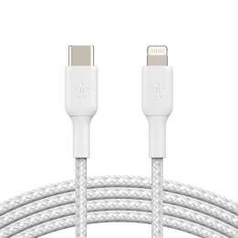 Belkin Boost Charge Cable Trenzado de Carga Rápida USB-C a Lightning 1m Blanco