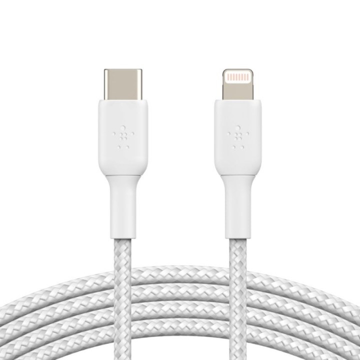Belkin Boost Charge Cable Trenzado de Carga Rápida USB-C a Lightning 1m Blanco