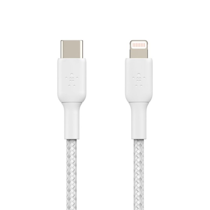 Belkin Boost Charge Cable Trenzado de Carga Rápida USB-C a Lightning 1m Blanco