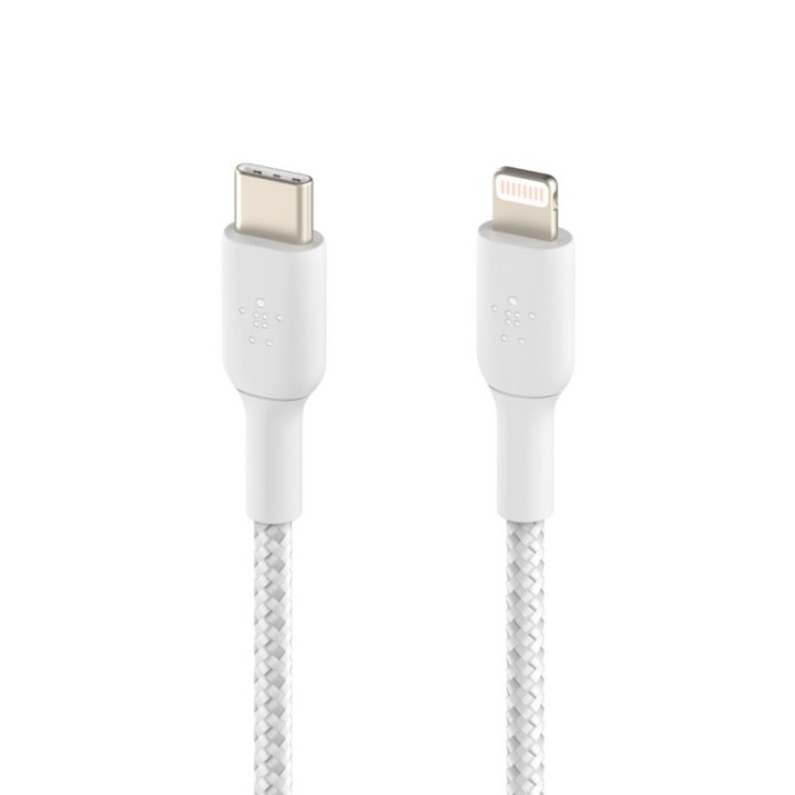 Belkin Boost Charge Cable Trenzado de Carga Rápida USB-C a Lightning 1m Blanco