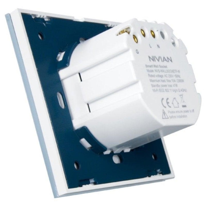 Nivian NVS-WALLSOCKETF-W Enchufe Inteligente Encastrable
