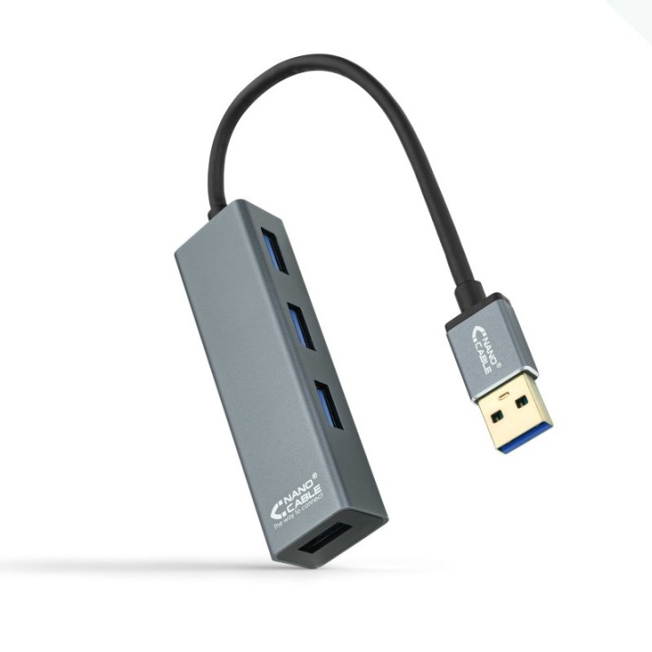 Nanocable Hub 4 Puertos USB 3.0 Gris