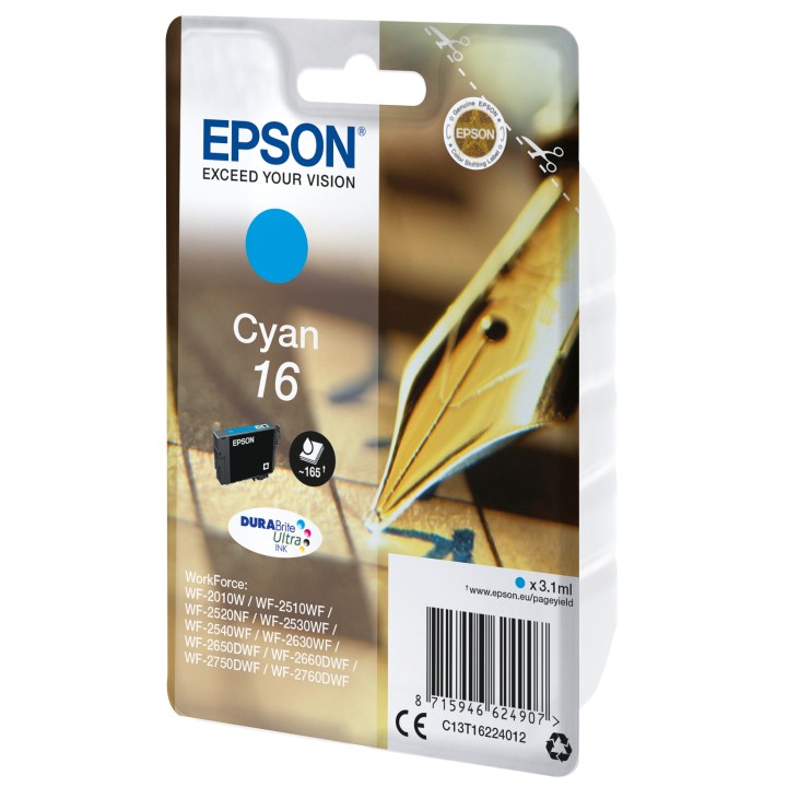 Tinta Epson 16 T1622 Cian 3.1ml 165 pág (C13T16224012)