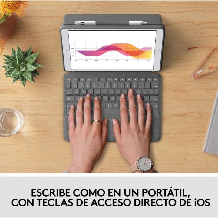 Logitech Combo Touch Funda con Teclado Retroiluminado para iPad 7/8/9 Generación