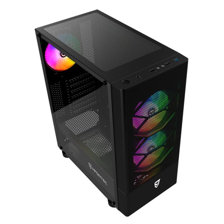 Nfortec Caelum RGB Torre ATX con Frontal Mallado Cristal Templado USB 3.0 Negra