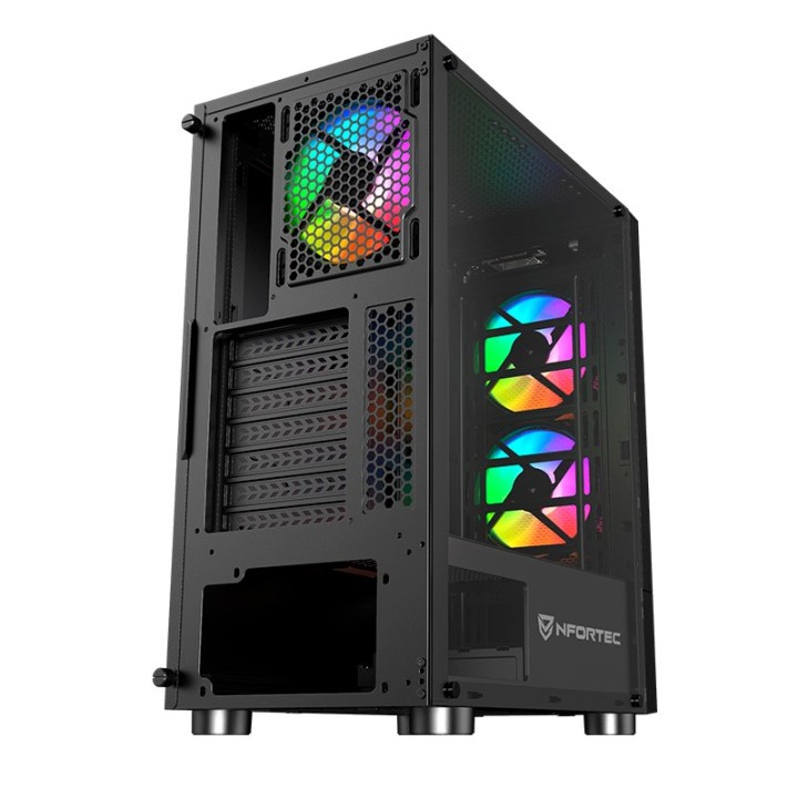 Nfortec Caelum RGB Torre ATX con Frontal Mallado Cristal Templado USB 3.0 Negra