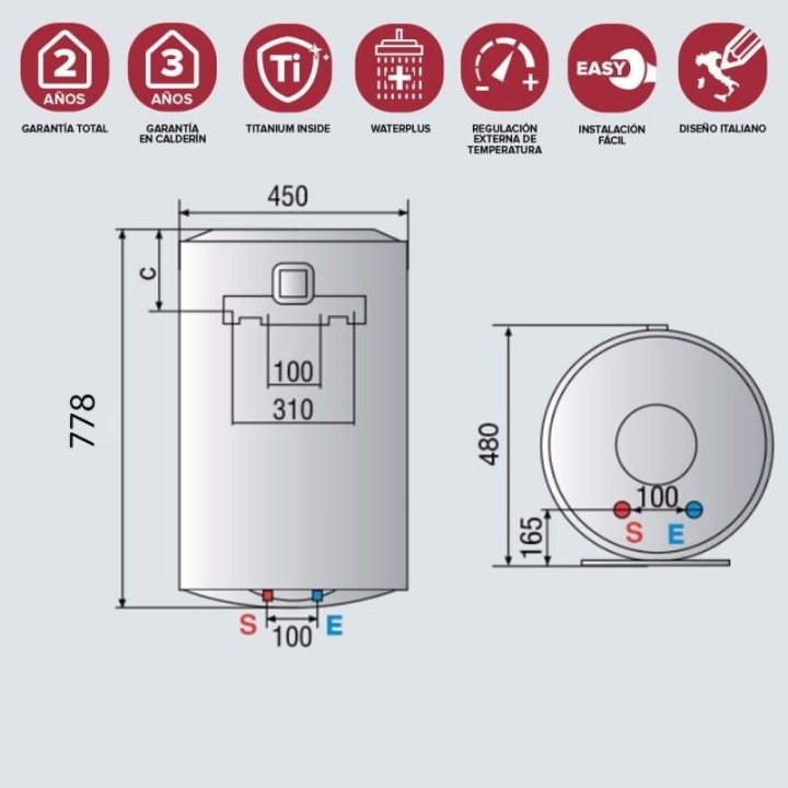Ariston PRO1 R Termo Eléctrico Vertical 80L C