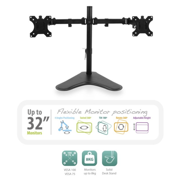 Ewent EW1536 Soporte 2 Brazos Vesa Max 100x100