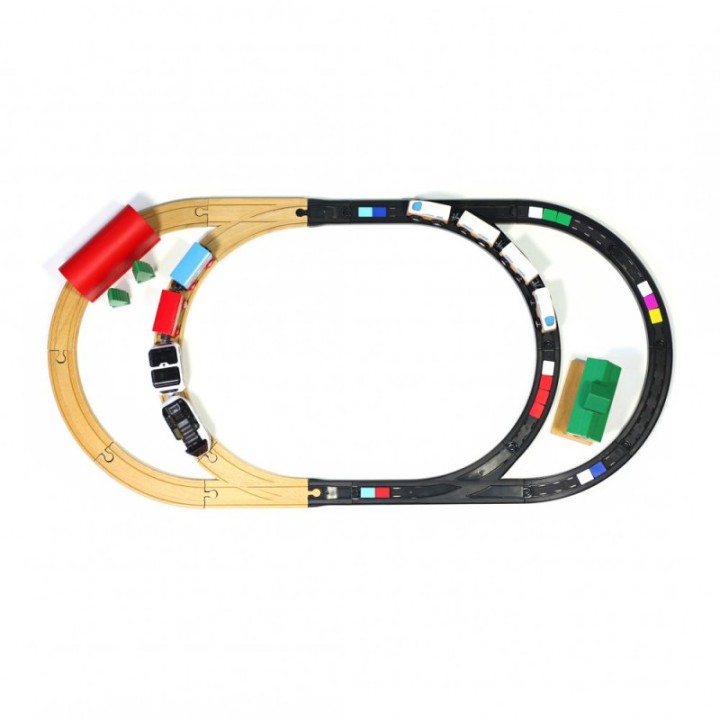 Intelino Smart Train Set de Adaptación para Rieles de Madera Negro