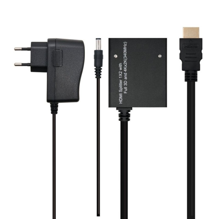 Nanocable Splitter HDMI 1x2 con Alimentación + Cable HDMI 50cm