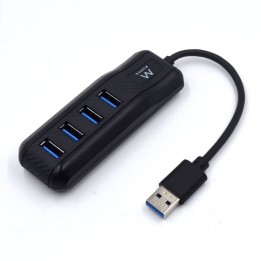 Ewent EW1138 Hub 4 Puertos USB 3.2 Gen1 (USB 3.0) Negro