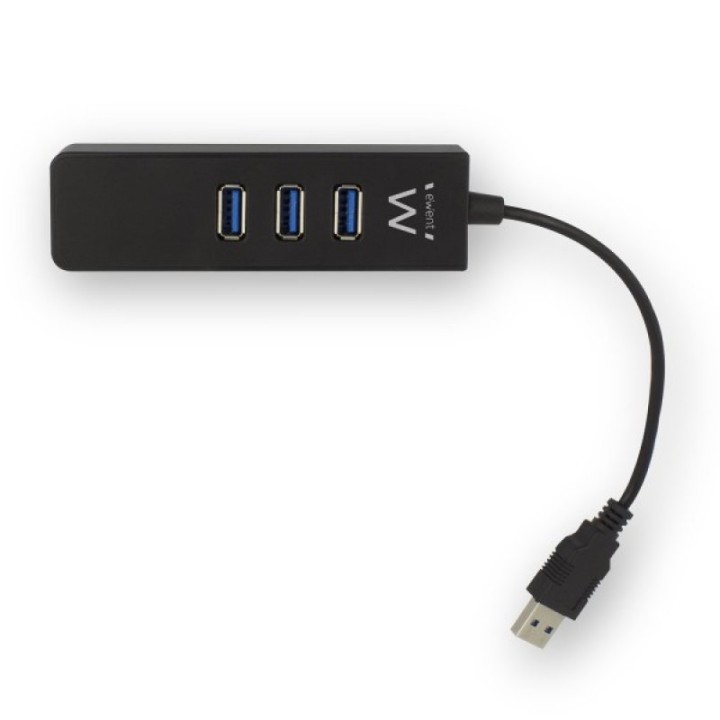 Ewent Hub 3 Puertos USB 3.1 Gen1 con Puerto de Red Gigabit